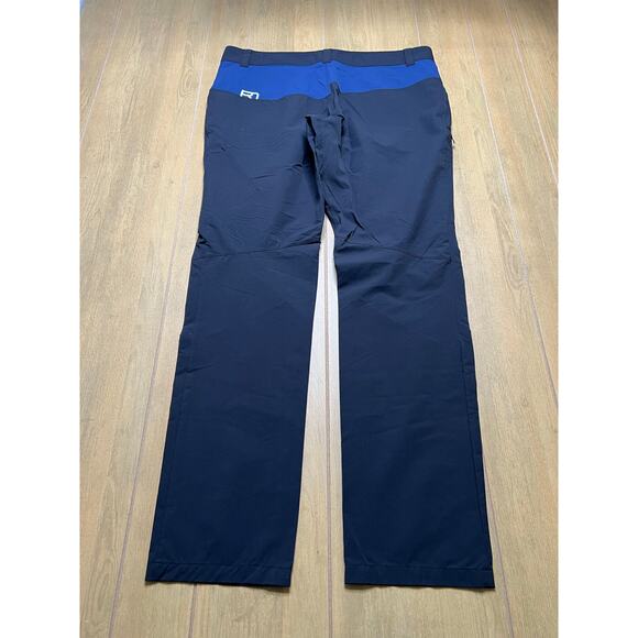 Ortovox Mens XL Softshell Outdoor Hiking Pants Black/Blue Zip Pocket 38x33
